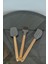 3'Lü Kapli Büyük Boy Bambu Spatula Seti / Kahve 1