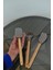 3'Lü Kapli Büyük Boy Bambu Spatula Seti / Kahve 2