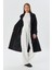 Oversize Kuşaklı Kaşe Kaban Sıyah 4