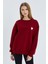 Kalp Nakışlı Sweatshirt Bordo 2