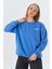 Yazı Detaylı Şardonlu Sweatshirt Indıgo 3