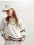 Nakış Detaylı Çizgili Oversize Yarım Fermuarlı Sweatshirt 1