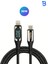 BA-03 Type-C Lightning Göstergeli Örgülü Hızlı Şarj Data Kablosu 30W 1.2m 1