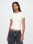 Kadın Kırık Beyaz Modern Rib Crop T-Shirt 1