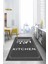 Baskılı Çatal Bıçak Desenli Kitchen Yazılı Yıkanabilir Kaymaz Salon Mutfak Halısı, Mutfak-68-Gri, 1