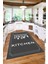 Baskılı Çatal Bıçak Desenli Kitchen Yazılı Yıkanabilir Kaymaz Salon Mutfak Halısı, Mutfak-68-Gri, 4