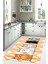 Dijital Baskılı Kedi Figürlü Yıkanabilir Kaymaz Yolluk Salon Mutfak Halısı, Mutfak-53-Turuncu, 2