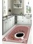 Baskılı Kahve Çekirdeği Desenli Yıkanabilir Kaymaz Yolluk Salon Mutfak Halısı, Mutfak-61-Pembe, 1