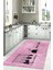 Baskılı Kahve Fincan Desenli Yıkanabilir Kaymaz Yolluk Salon Mutfak Halısı, Mutfak-86-Pembe, 5