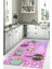 Baskılı Mutfak Eşya Desenli Yıkanabilir Kaymaz Yolluk Salon Mutfak Halısı, Mutfak-85-Pembe, 5