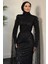 Brunella Pelerinli Taş Işlemeli Balık Model Abiye Siyah 3