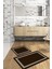 Dijital Baskılı Yıkanabilir Kaymaz Sade Çerçeveli Banyo Paspası Klozet Takımı, Klozet-56-Kahve, 5