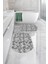 Dijital Yıkanabilir Kaymaz Akrilik Desenli Oval Banyo Paspası Klozet Takımı, Klozet-83-Gri, 2