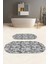 Dijital Yıkanabilir Kaymaz Akrilik Desenli Oval Banyo Paspası Klozet Takımı, Klozet-83-Gri, 5