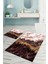 Dijital Baskılı Yıkanabilir Kaymaz Mermer Model Banyo Paspası Klozet Takımı, Klozet-55-Bordo, 2