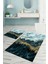 Dijital Baskılı Yıkanabilir Kaymaz Mermer Model Banyo Paspası Klozet Takımı, Klozet-55-Mavi, 2