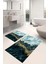 Dijital Baskılı Yıkanabilir Kaymaz Mermer Model Banyo Paspası Klozet Takımı, Klozet-55-Mavi, 3