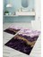 Dijital Baskılı Yıkanabilir Kaymaz Mermer Model Banyo Paspası Klozet Takımı, Klozet-55-Mor, 2