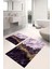 Dijital Baskılı Yıkanabilir Kaymaz Mermer Model Banyo Paspası Klozet Takımı, Klozet-55-Mor, 3