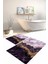 Dijital Baskılı Yıkanabilir Kaymaz Mermer Model Banyo Paspası Klozet Takımı, Klozet-55-Mor, 4