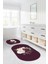 Dijital Yıkanabilir Kaymaz Çiçek Motifli Oval Banyo Paspası Klozet Takımı, Klozet-65-Bordo, 3