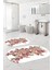 Dijital Yıkanabilir Renkli Çiçek Desenli Oval Banyo Paspası Klozet Takımı, Klozet-66-Beyaz, 2
