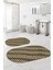 Dijital Baskılı Yıkanabilir Kaymaz Yaprak Desenli Oval Banyo Paspası Klozet Takımı, Klozet-74-Bej, 1