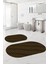 Dijital Baskılı Yıkanabilir Kaymaz Yaprak Desenli Oval Banyo Paspası Klozet Takımı, Klozet-74-Kahve, 1