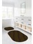 Dijital Baskılı Yıkanabilir Kaymaz Yaprak Desenli Oval Banyo Paspası Klozet Takımı, Klozet-74-Kahve, 2