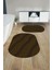 Dijital Baskılı Yıkanabilir Kaymaz Yaprak Desenli Oval Banyo Paspası Klozet Takımı, Klozet-74-Kahve, 3