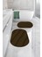 Dijital Baskılı Yıkanabilir Kaymaz Yaprak Desenli Oval Banyo Paspası Klozet Takımı, Klozet-74-Kahve, 4