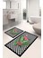 Dijital Baskılı Yıkanabilir Kaymaz Flamingo Desenli Banyo Paspası Klozet Takımı, Klozet-62-Siyah, 2