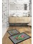 Dijital Baskılı Yıkanabilir Kaymaz Flamingo Desenli Banyo Paspası Klozet Takımı, Klozet-62-Siyah, 4
