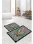 Dijital Baskılı Yıkanabilir Kaymaz Flamingo Desenli Banyo Paspası Klozet Takımı, Klozet-62-Siyah, 5