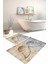 Dijital Baskılı Yıkanabilir Renkli Kelebek Model Banyo Paspası Klozet Takımı, Klozet-64-Kahve, 2
