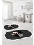 Dijital Yıkanabilir Modern Kaktüs Modelli Oval Banyo Paspası Klozet Takımı, Klozet-93-Antrasit, 5