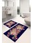 Dijital Baskılı Yıkanabilir Renkli Çiçek Desenli Banyo Paspası Klozet Takımı, Klozet-66-Lacivert, 1