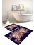 Dijital Baskılı Yıkanabilir Renkli Çiçek Desenli Banyo Paspası Klozet Takımı, Klozet-66-Lacivert, 2