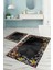 Dijital Baskılı Yıkanabilir Renkli Çiçek Desenli Banyo Paspası Klozet Takımı, Klozet-90-Gri, 4
