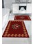 Dijital Baskılı Yıkanabilir Çerçeveli Çiçek Desenli Banyo Paspası Klozet Takımı, Klozet-100-Bordo, 1