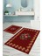 Dijital Baskılı Yıkanabilir Çerçeveli Çiçek Desenli Banyo Paspası Klozet Takımı, Klozet-100-Bordo, 3