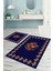 Dijital Baskılı Yıkanabilir Çerçeveli Çiçek Desenli Banyo Paspası Klozet Takımı, Klozet-100-Lacvert, 3