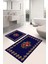 Dijital Baskılı Yıkanabilir Çerçeveli Çiçek Desenli Banyo Paspası Klozet Takımı, Klozet-100-Lacvert, 4