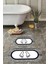 Dijital Yıkanabilir Çerçeveli Ayak Baskılı Oval Banyo Paspası Klozet Takımı, Klozet-52-Beyaz, 1