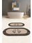 Dijital Yıkanabilir Çerçeveli Ayak Baskılı Oval Banyo Paspası Klozet Takımı, Klozet-52-Kahve, 2