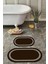 Dijital Yıkanabilir Kaymaz Sade Çerçeveli Oval Banyo Paspası Klozet Takımı, Klozet-56-Kahve, 1