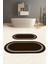 Dijital Yıkanabilir Kaymaz Sade Çerçeveli Oval Banyo Paspası Klozet Takımı, Klozet-56-Kahve, 2