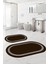 Dijital Yıkanabilir Kaymaz Sade Çerçeveli Oval Banyo Paspası Klozet Takımı, Klozet-56-Kahve, 4