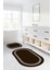 Dijital Yıkanabilir Kaymaz Sade Çerçeveli Oval Banyo Paspası Klozet Takımı, Klozet-56-Kahve, 5