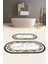 Dijital Yıkanabilir Çerçeveli Mermer Model Oval Banyo Paspası Klozet Takımı, Klozet-57-Kahve, 1